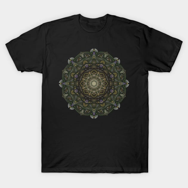 Deep Thoughts Forest-Themed Mandala T-Shirt by SheaBondsArt